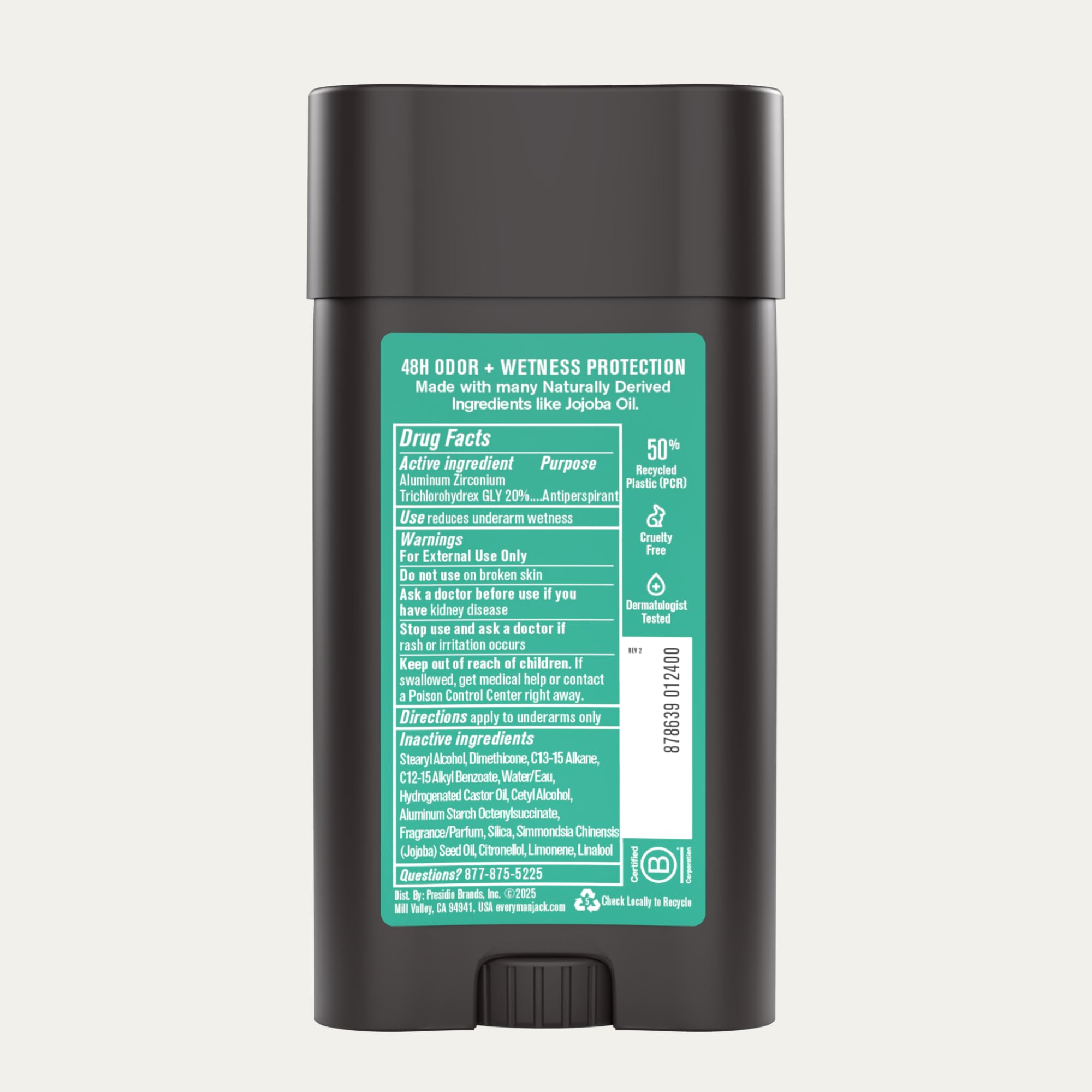 Every Man Jack Sea Minerals + Citron Antiperspirant Deodorant – 2-Pack, 48-Hour Defense