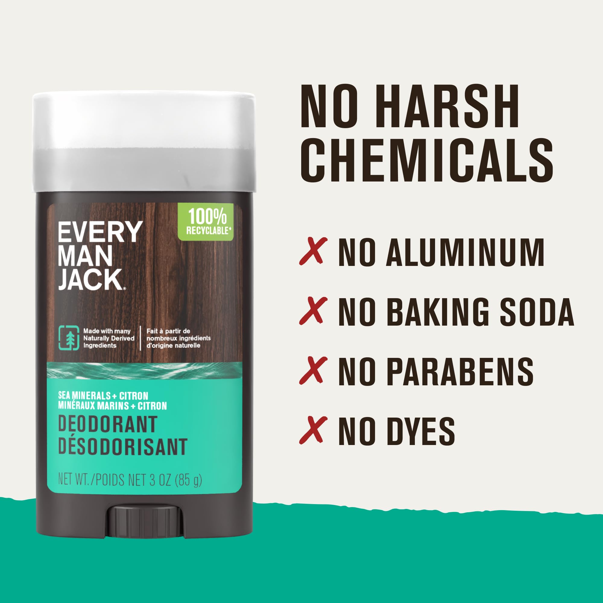 Every Man Jack Sea Minerals and Citron Aluminum-Free Deodorant - 2 Pack