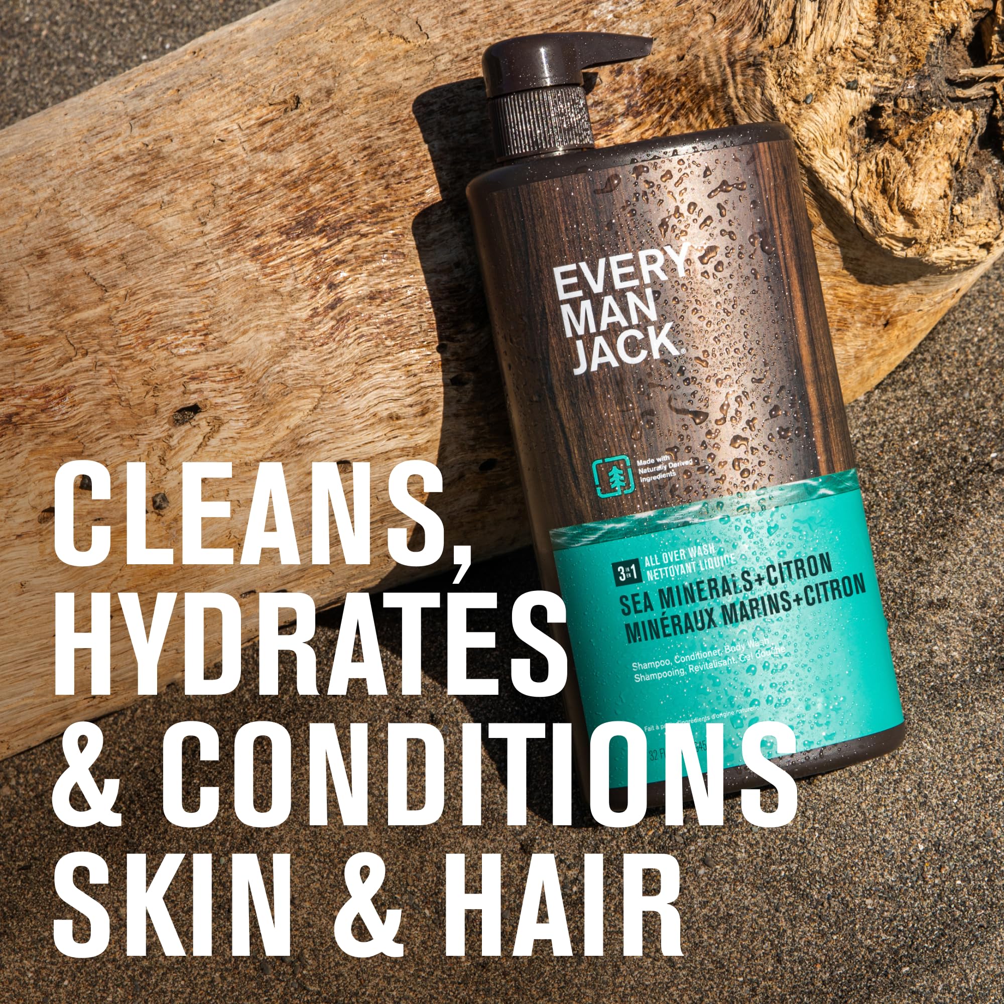 Every Man Jack Sea Minerals + Citron 3-in-1 Hydrating Wash – 28.8oz (2 Pack)