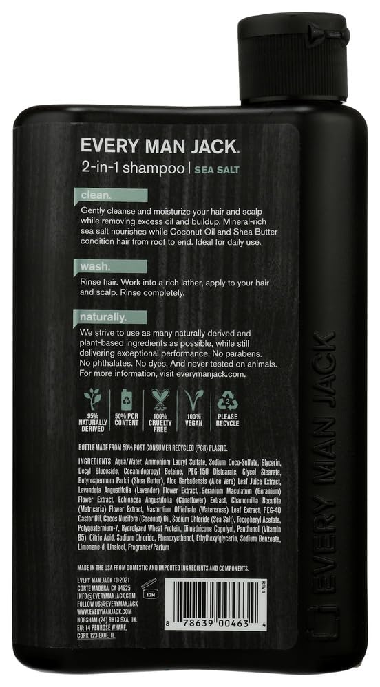 Every Man Jack Sea Salt 2-in-1 Shampoo, 13.5 Fl Oz