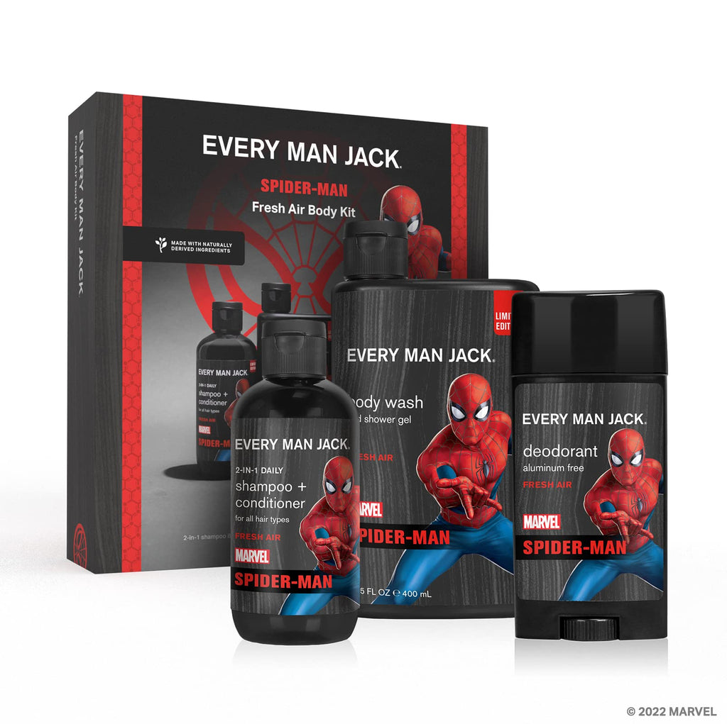 Every Man Jack Spider-Man Body Set — 3-Piece Bath Gift Kit