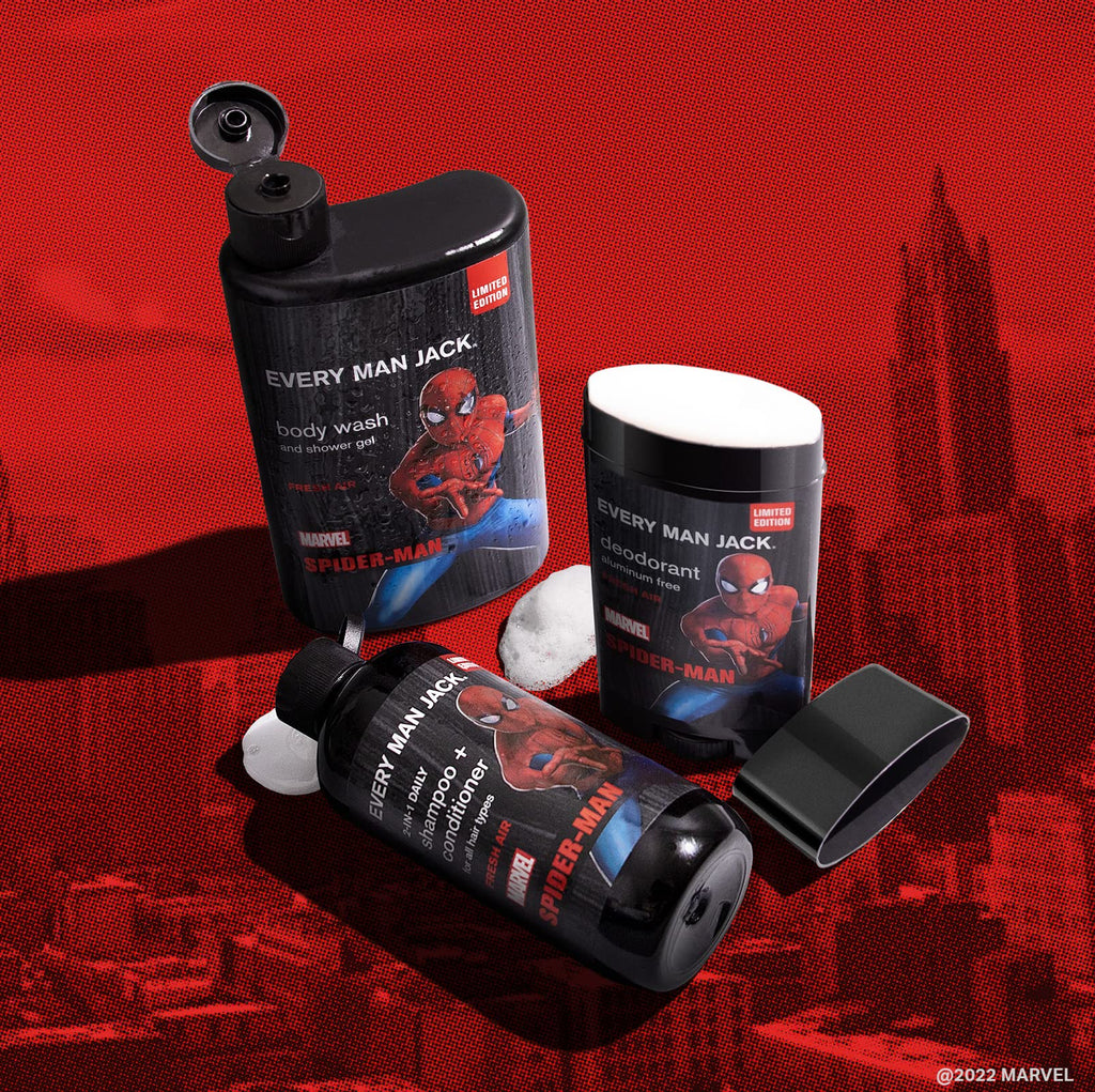 Every Man Jack Spider-Man Body Set — 3-Piece Bath Gift Kit