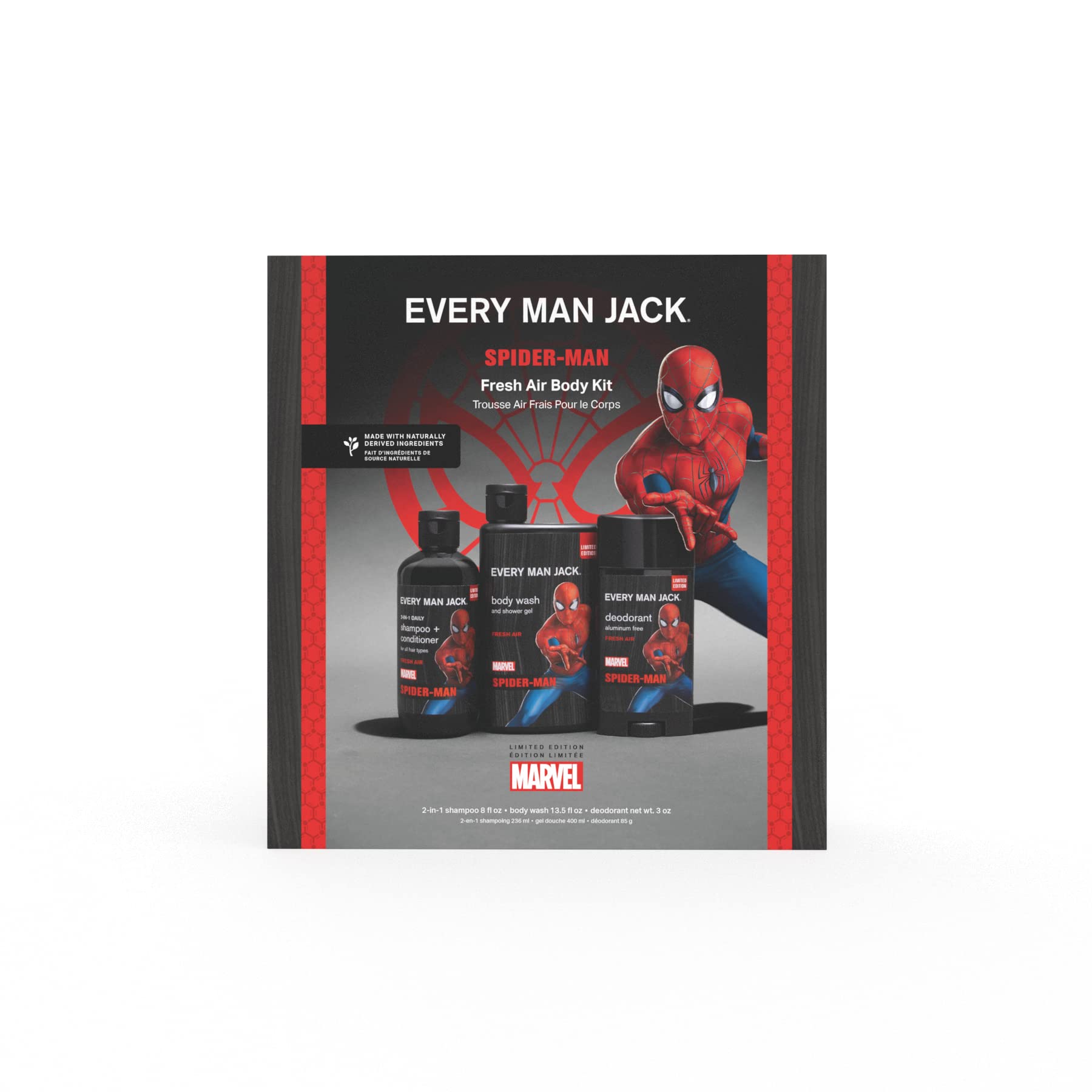 Every Man Jack Spider-Man Body Set — 3-Piece Bath Gift Kit
