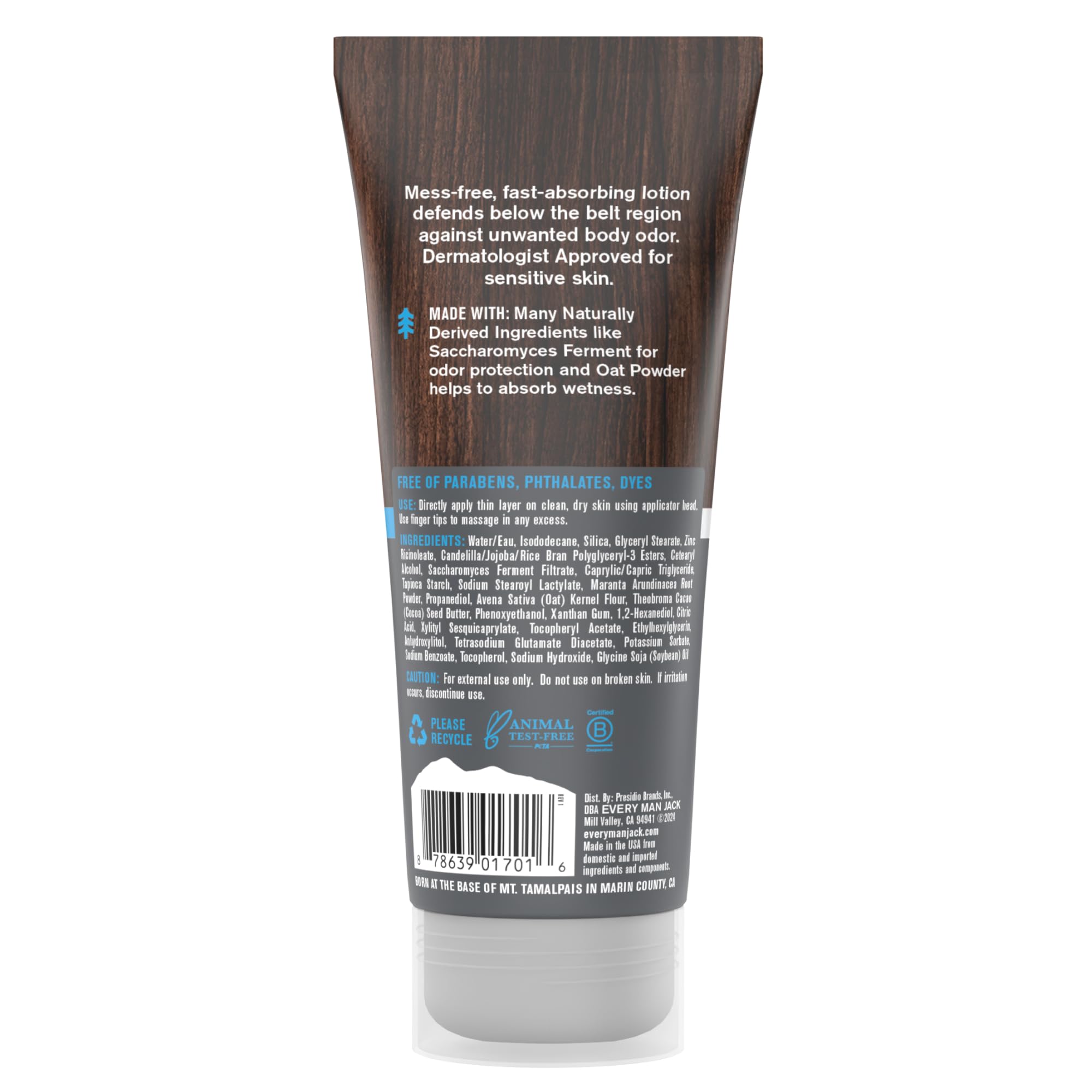 Every Man Jack Mens Ball Deodorant Lotion - Aluminum-Free Odor & Wetness Protection - Unscented - 3 Fl Oz