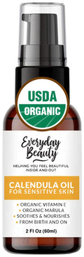 Everyday Beauty Organic Calendula Oil for Sensitive Skin – 2 oz Pump