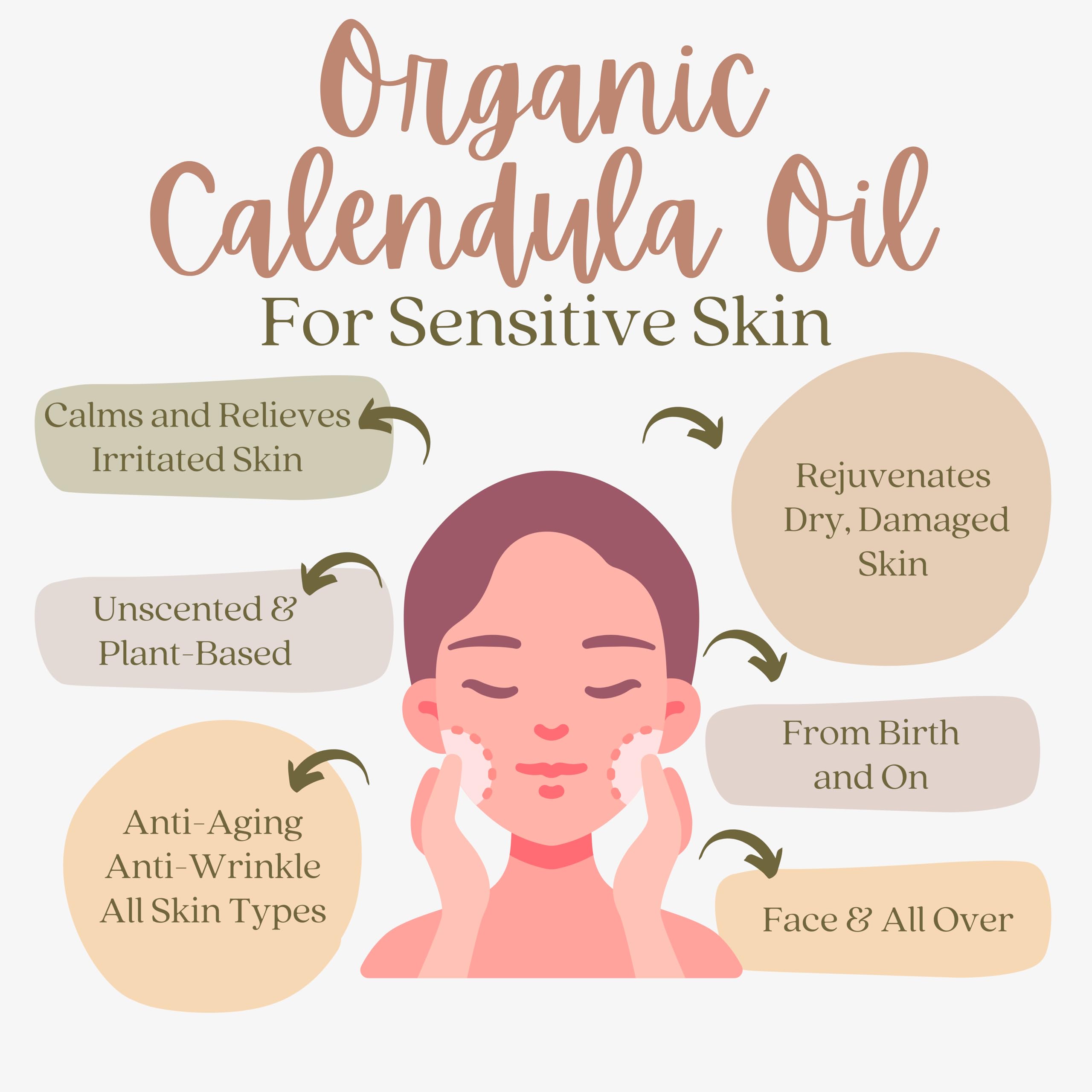 Everyday Beauty Organic Calendula Oil for Sensitive Skin – 2 oz Pump