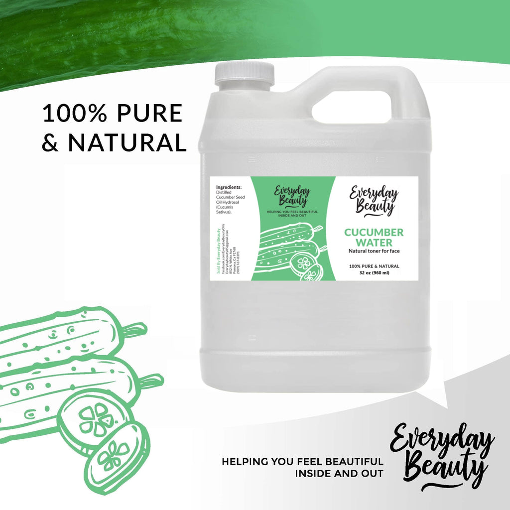Everyday Beauty Cucumber Hydrosol Bulk - 32 oz All Natural Hydrating Spray for Face & Hair