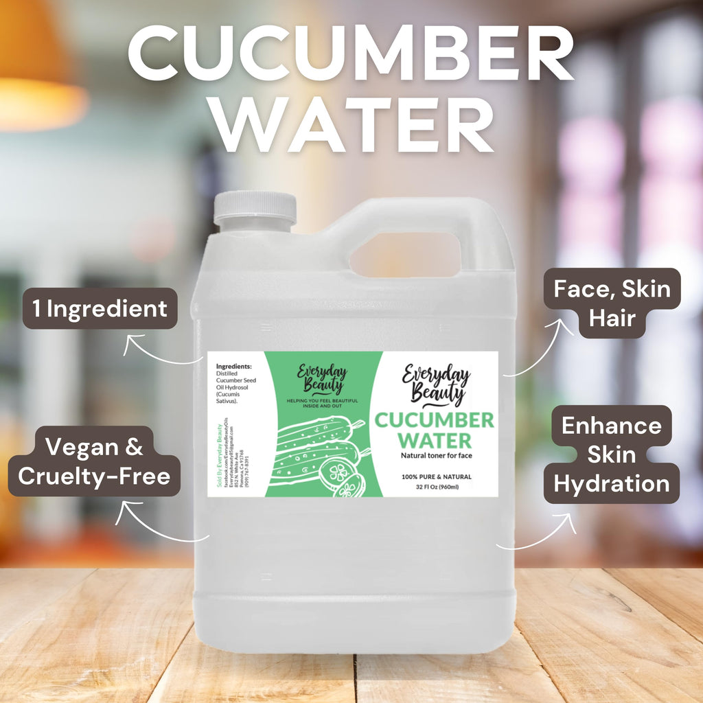 Everyday Beauty Cucumber Hydrosol Bulk - 32 oz All Natural Hydrating Spray for Face & Hair