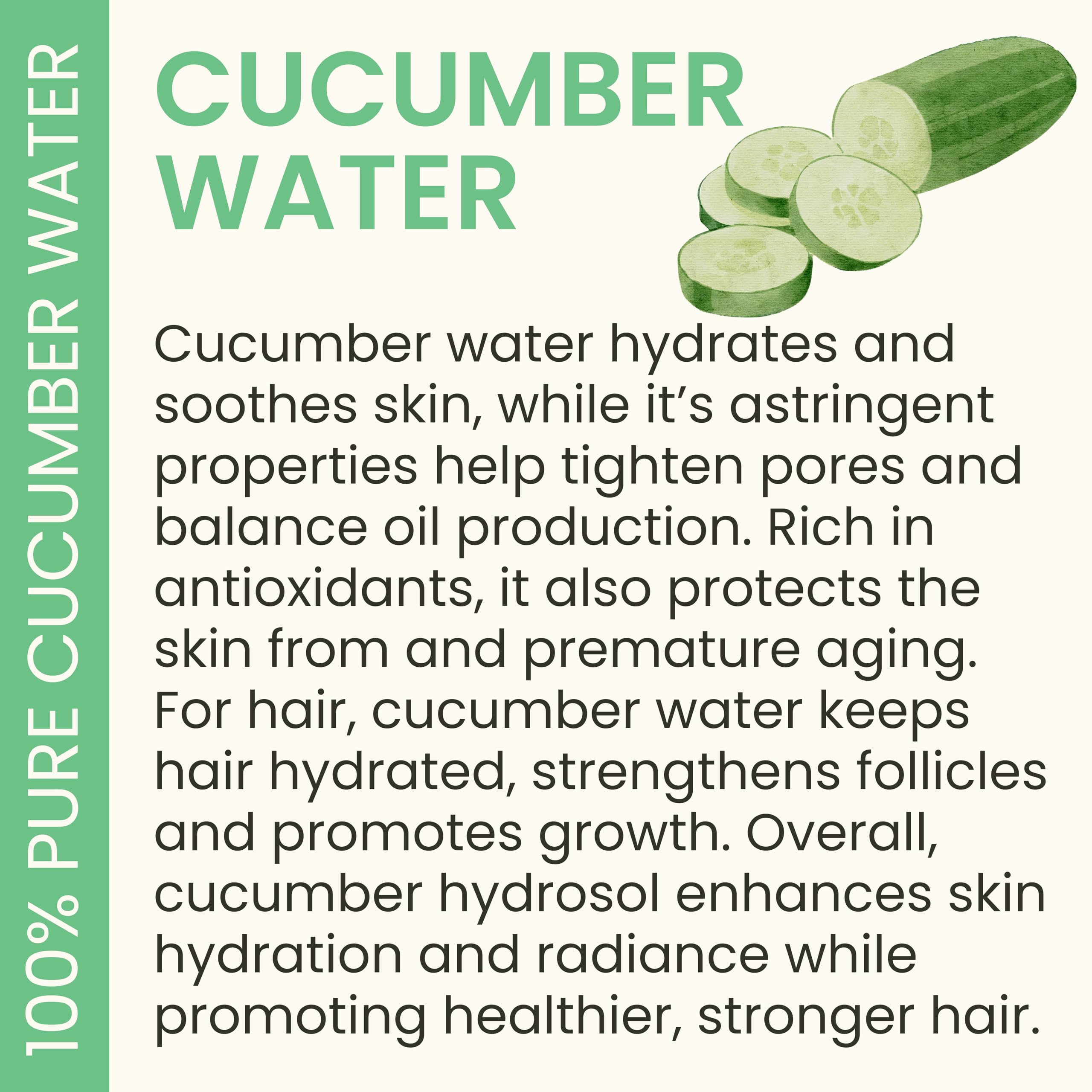 Everyday Beauty Cucumber Hydrosol Bulk - 32 oz All Natural Hydrating Spray for Face & Hair