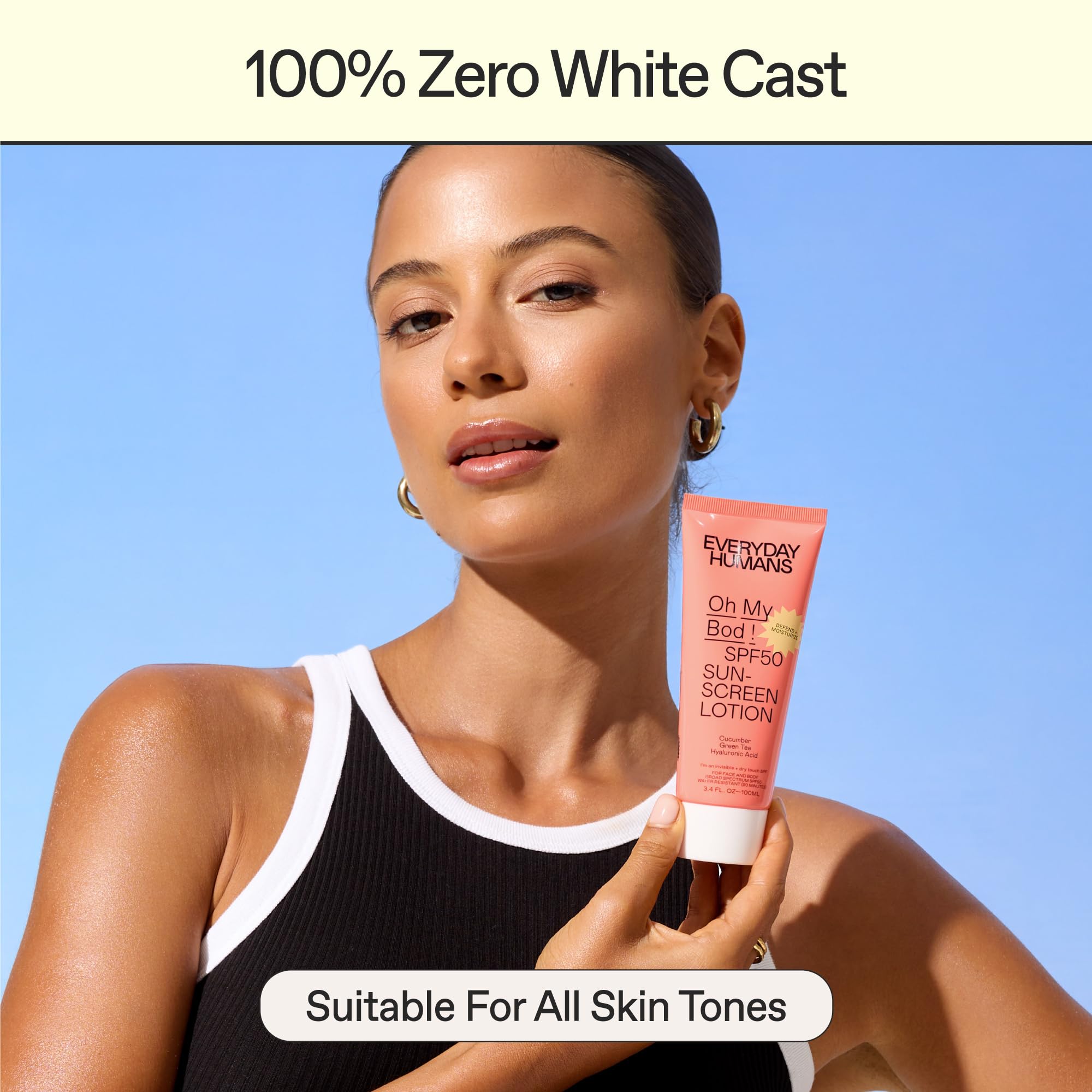 Everyday Humans Oh My Bod SPF50 Face & Body Sunscreen Lotion – 3.4 oz (Pack of 2)