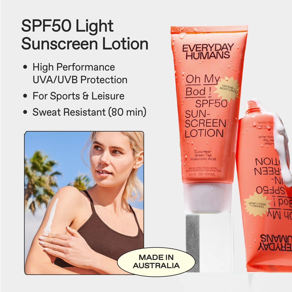 Everyday Humans Oh My Bod SPF50 Face & Body Sunscreen Lotion – 3.4 oz (Pack of 2)
