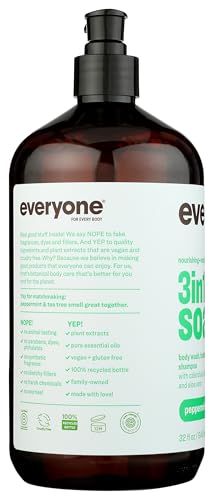 Everyone 3-in-1 Tea Tree Peppermint Soap, 32 oz – Cleanse Body, Face & Hair