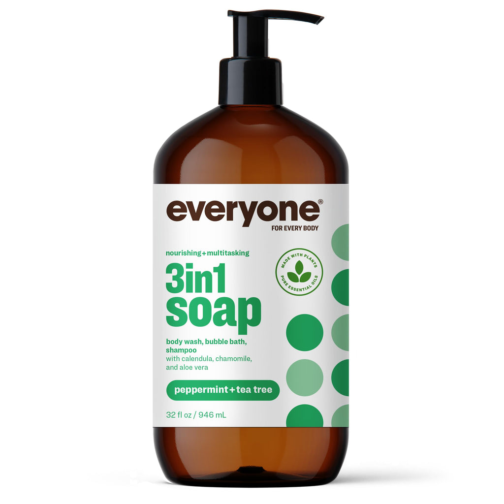 Everyone 3-in-1 Tea Tree Peppermint Soap, 32 oz – Cleanse Body, Face & Hair