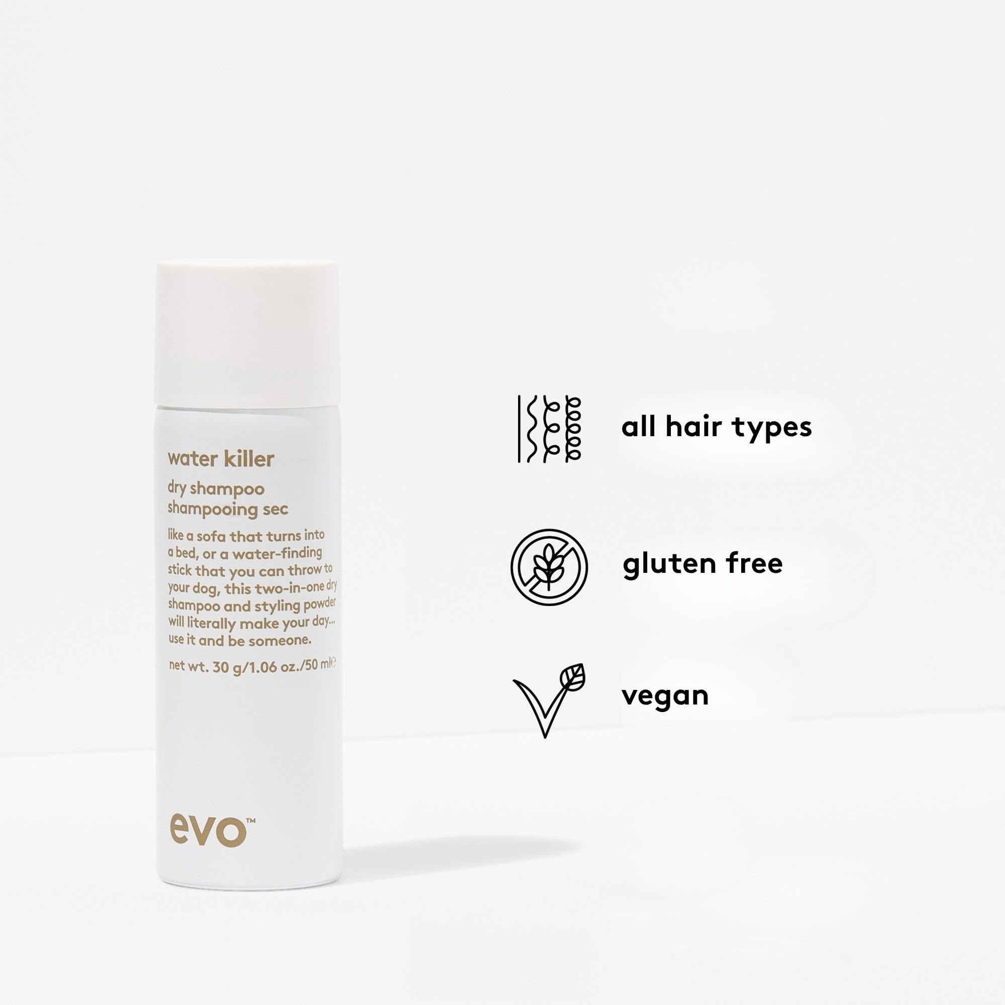 EVO Water Killer Dry Shampoo – Travel Size 2-in-1 Refresh & Volume
