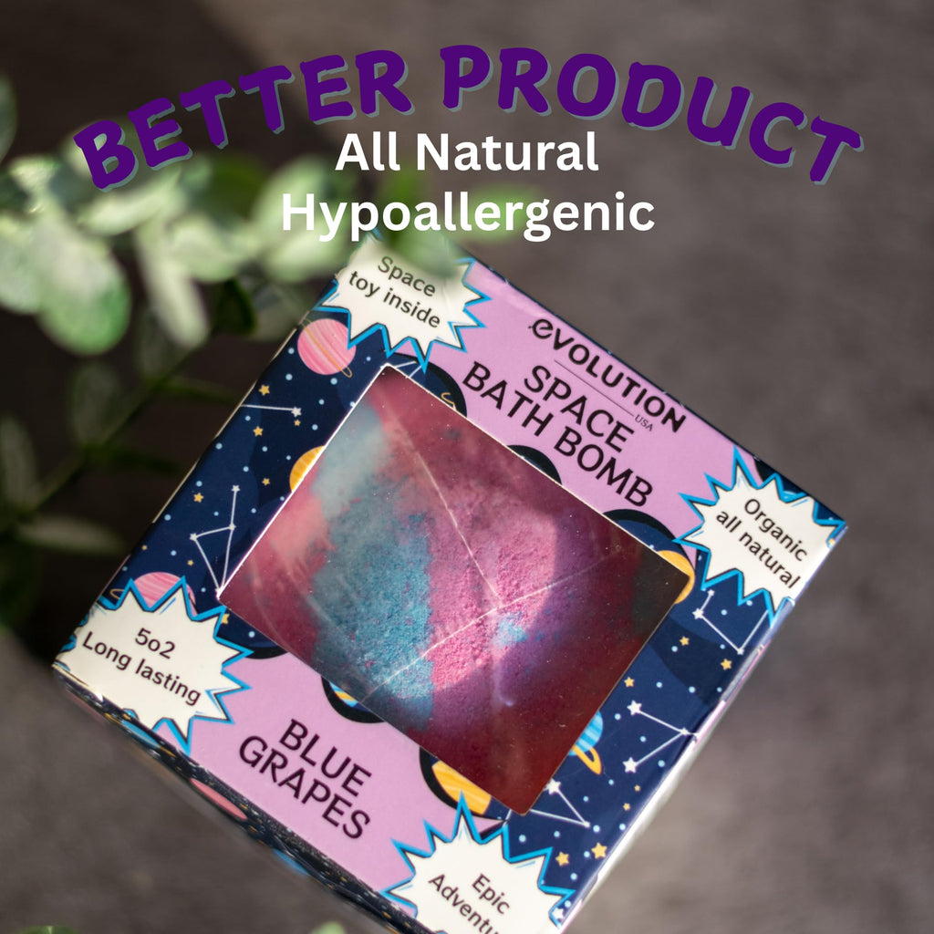 EvolutionUSA Space Bath Bomb for Kids — Toy Inside, Planet Bath Ball, Organic & Hypoallergenic