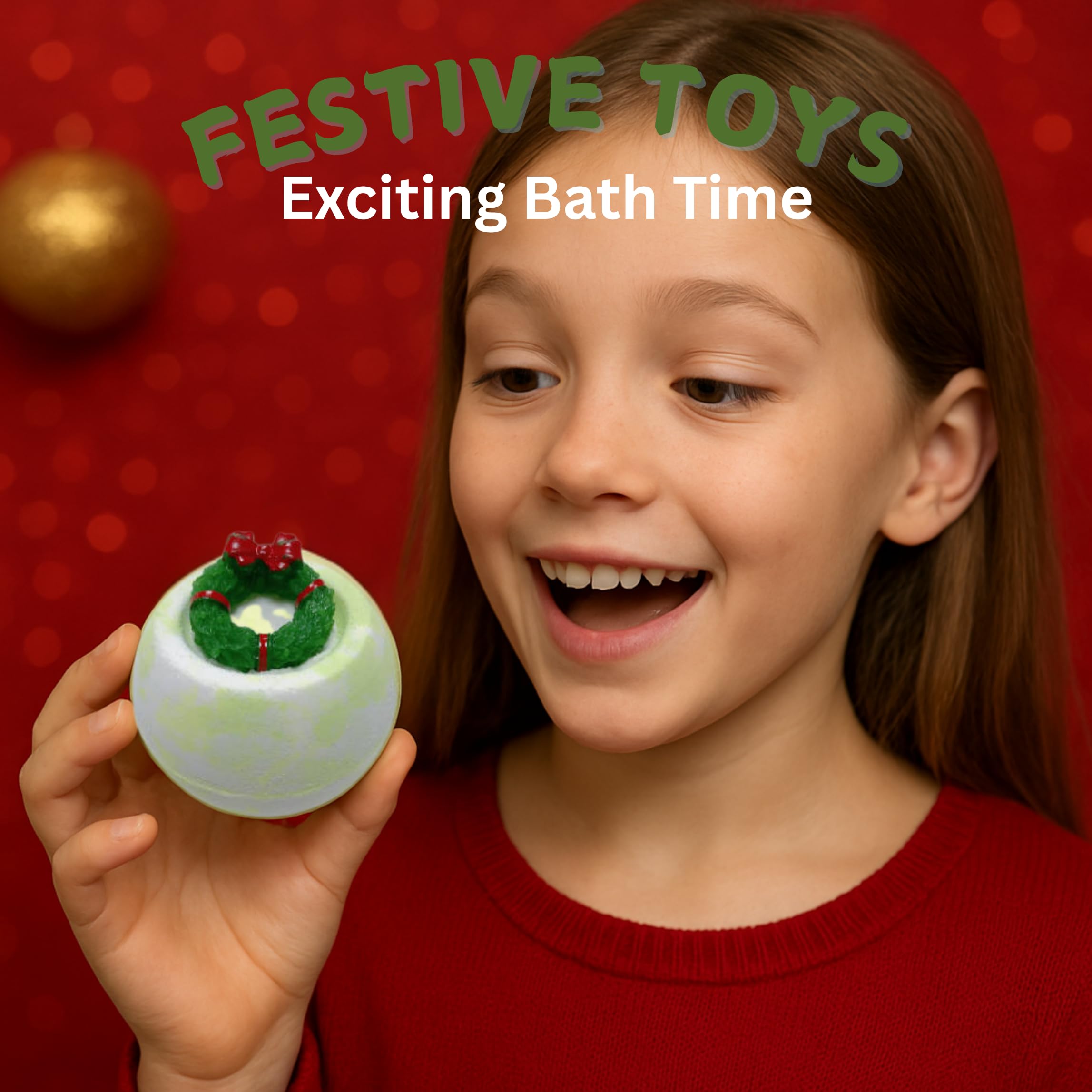 EvolutionUSA Christmas Bath Bombs for Kids – 12pc Holiday Set with Toy Inside