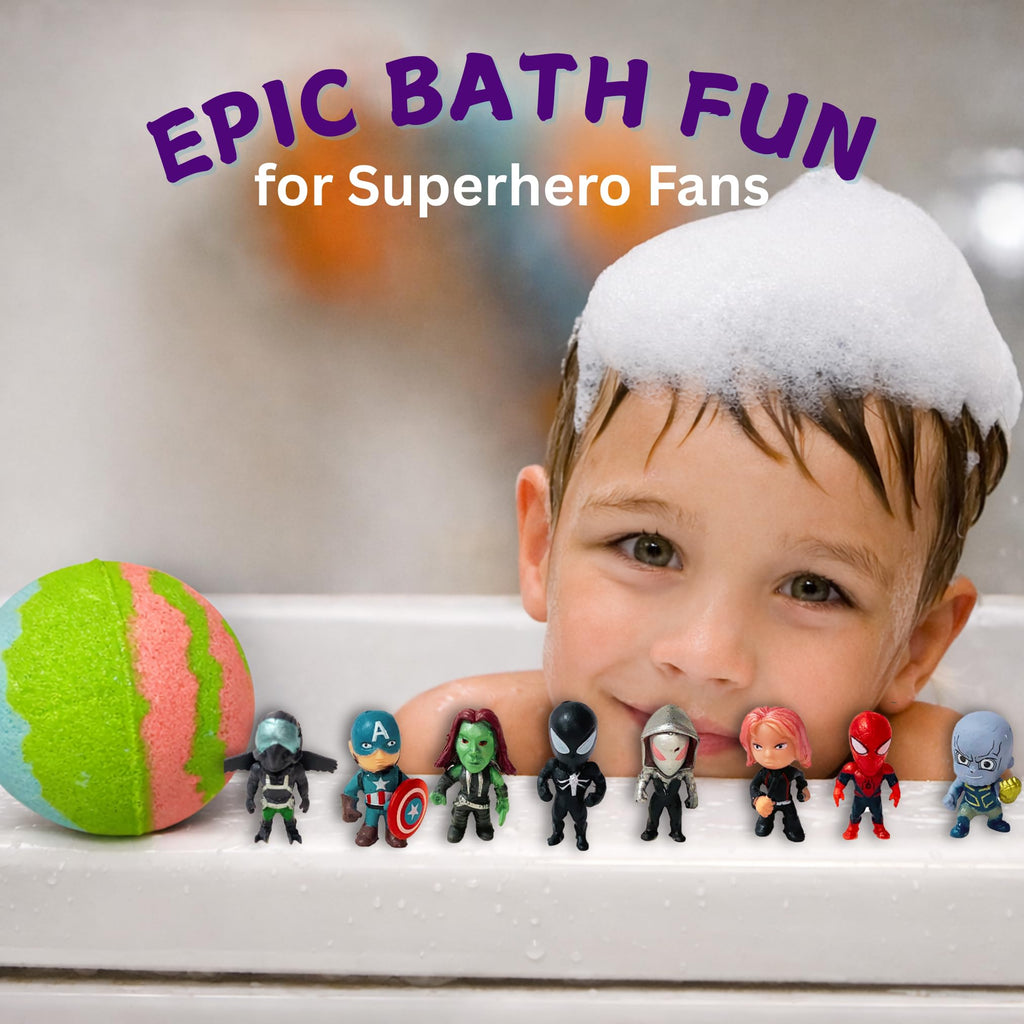 EvolutionUSA 1pc Epic Superhero Bath Bomb for Kids – Toy Inside