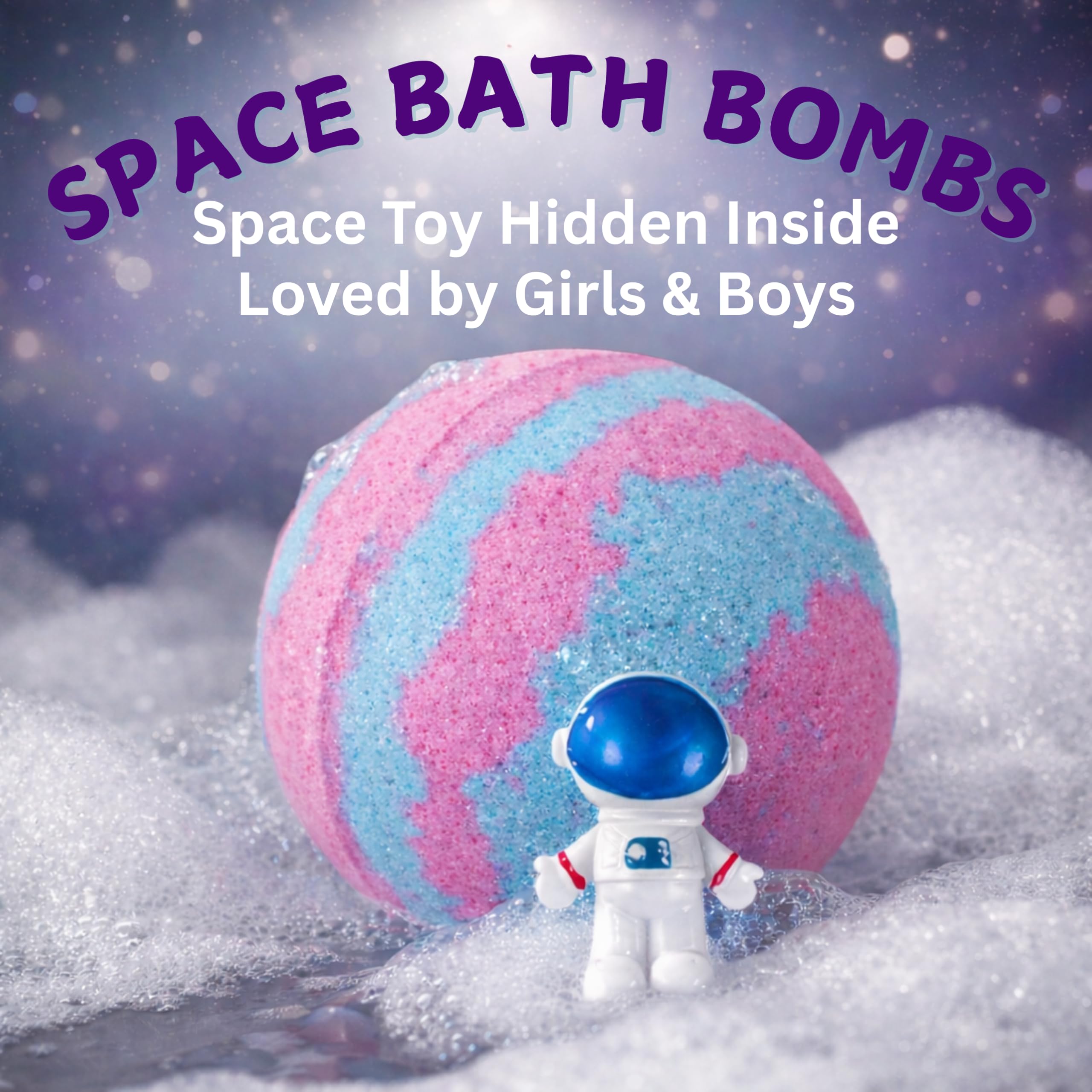 EvolutionUSA Space Bath Bomb for Kids — Toy Inside, Planet Bath Ball, Organic & Hypoallergenic