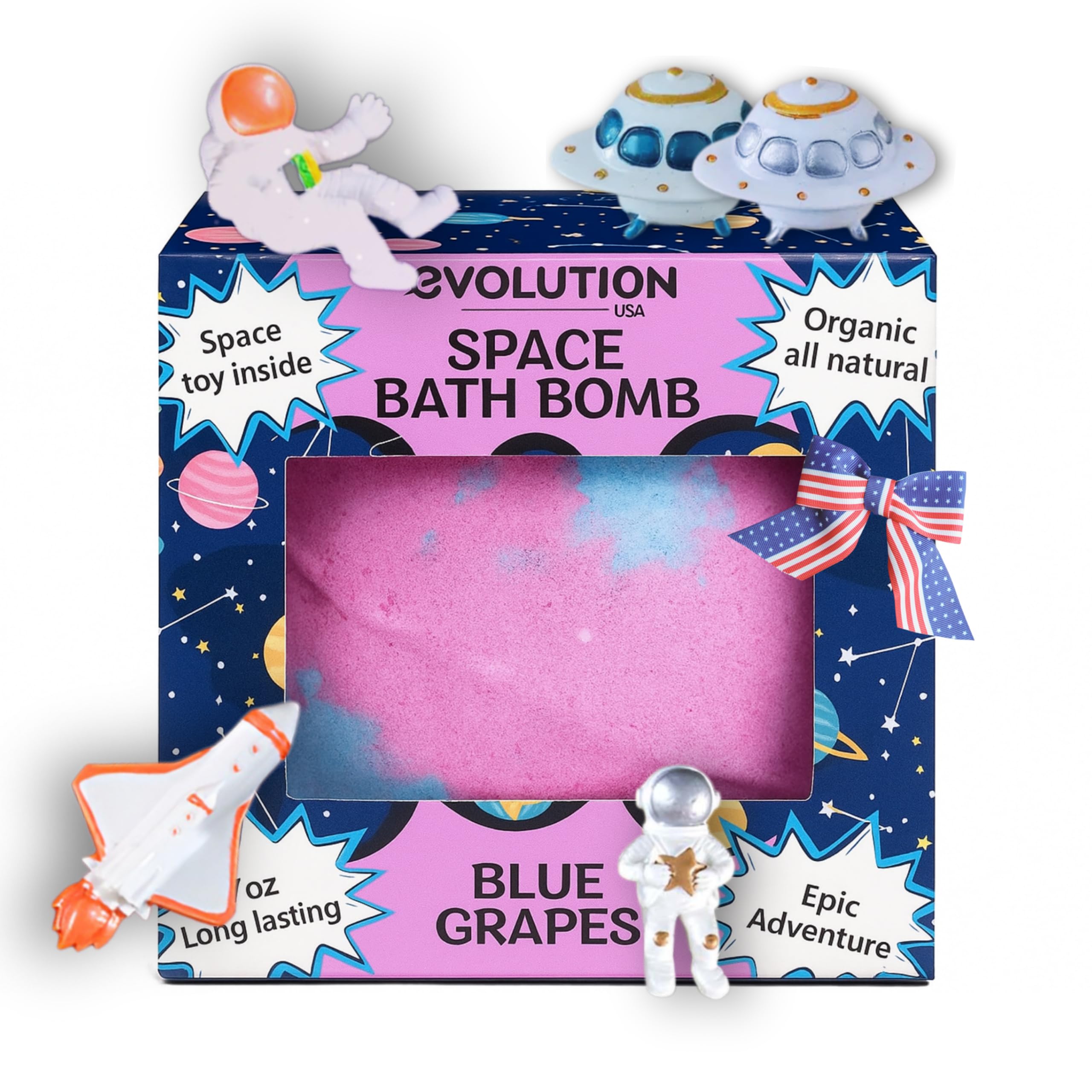 EvolutionUSA Space Bath Bomb for Kids — Toy Inside, Planet Bath Ball, Organic & Hypoallergenic