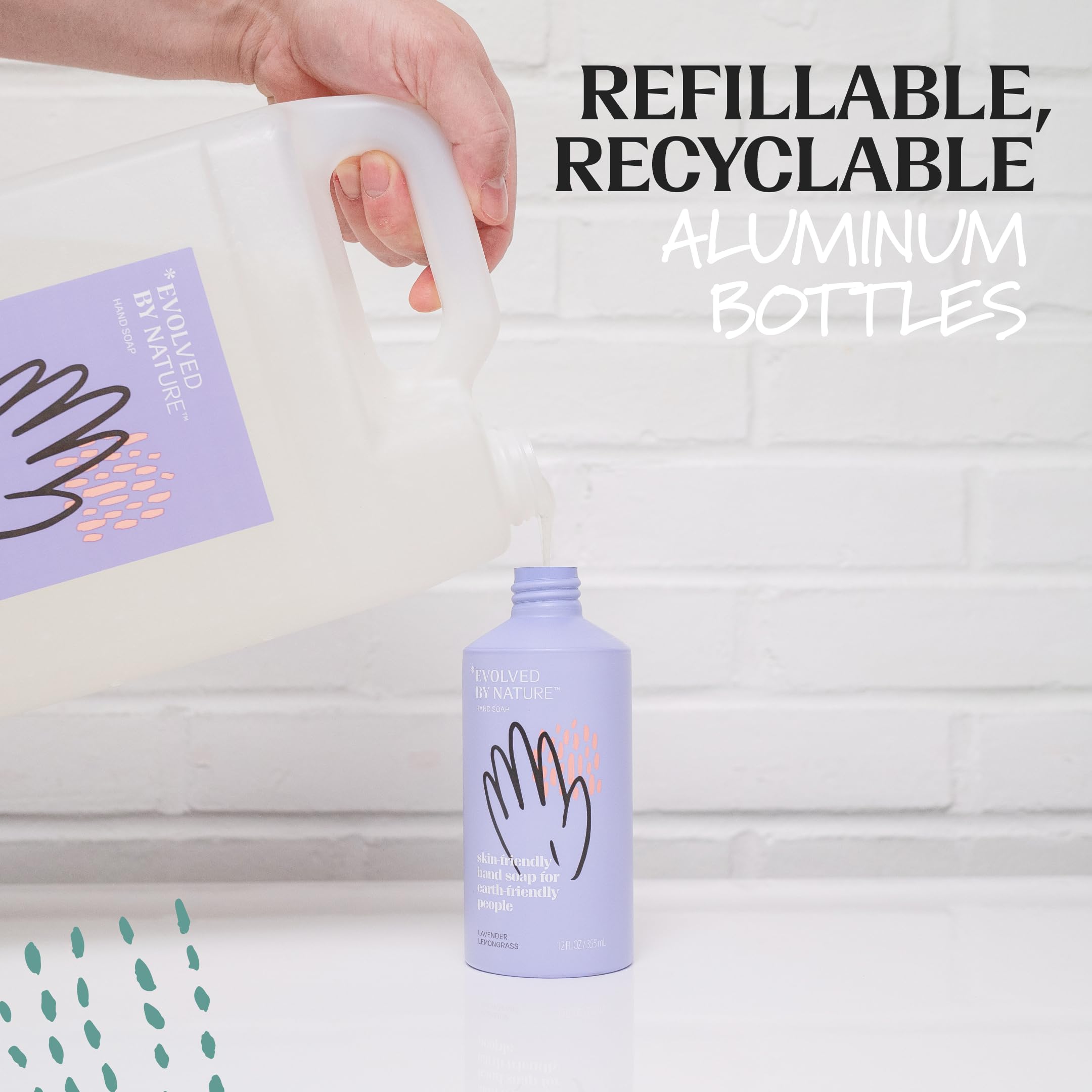 EVOLVED BY NATURE Liquid Hand Soap Refill – 128 Oz, Lavender Lemongrass, Biodegradable Formula