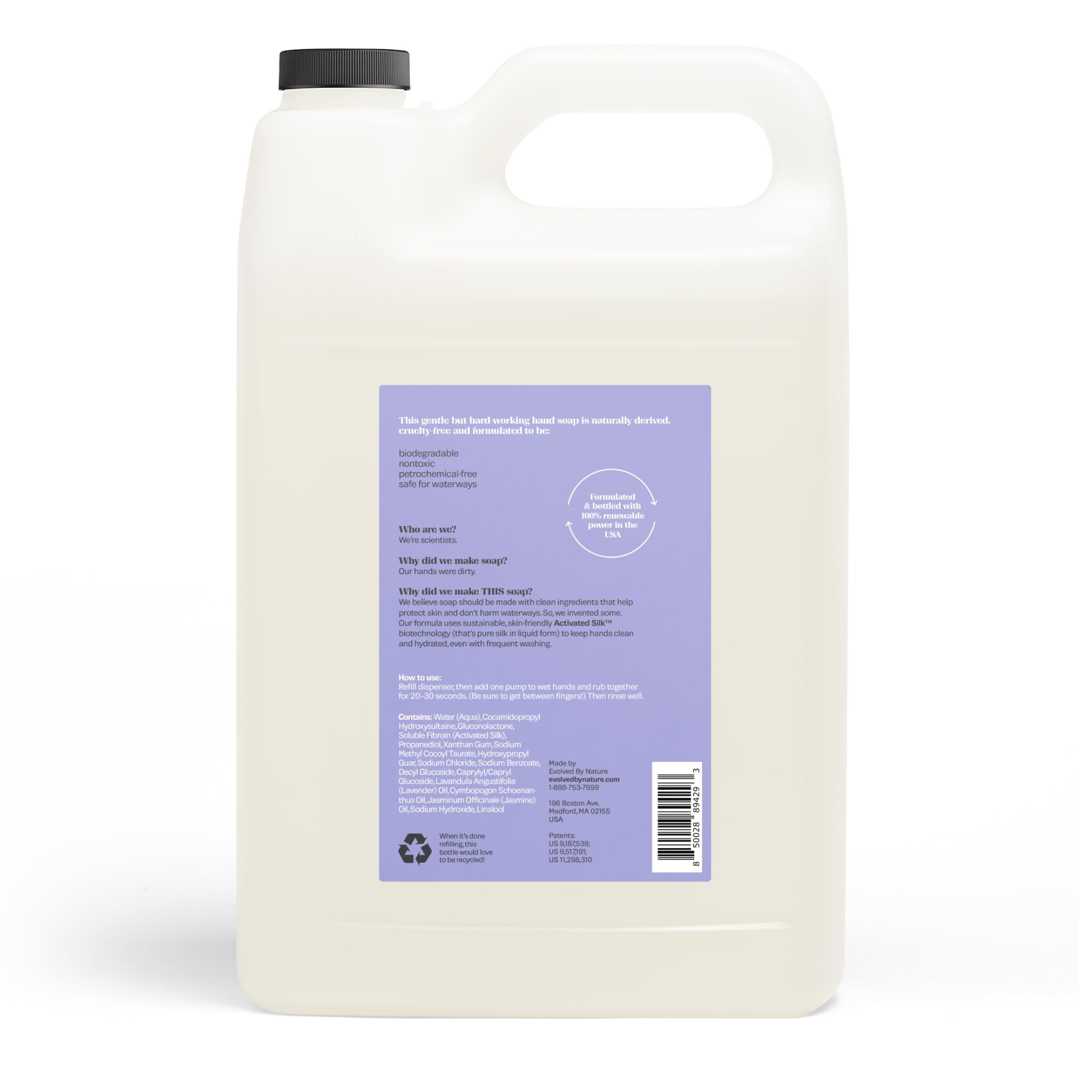 EVOLVED BY NATURE Liquid Hand Soap Refill – 128 Oz, Lavender Lemongrass, Biodegradable Formula