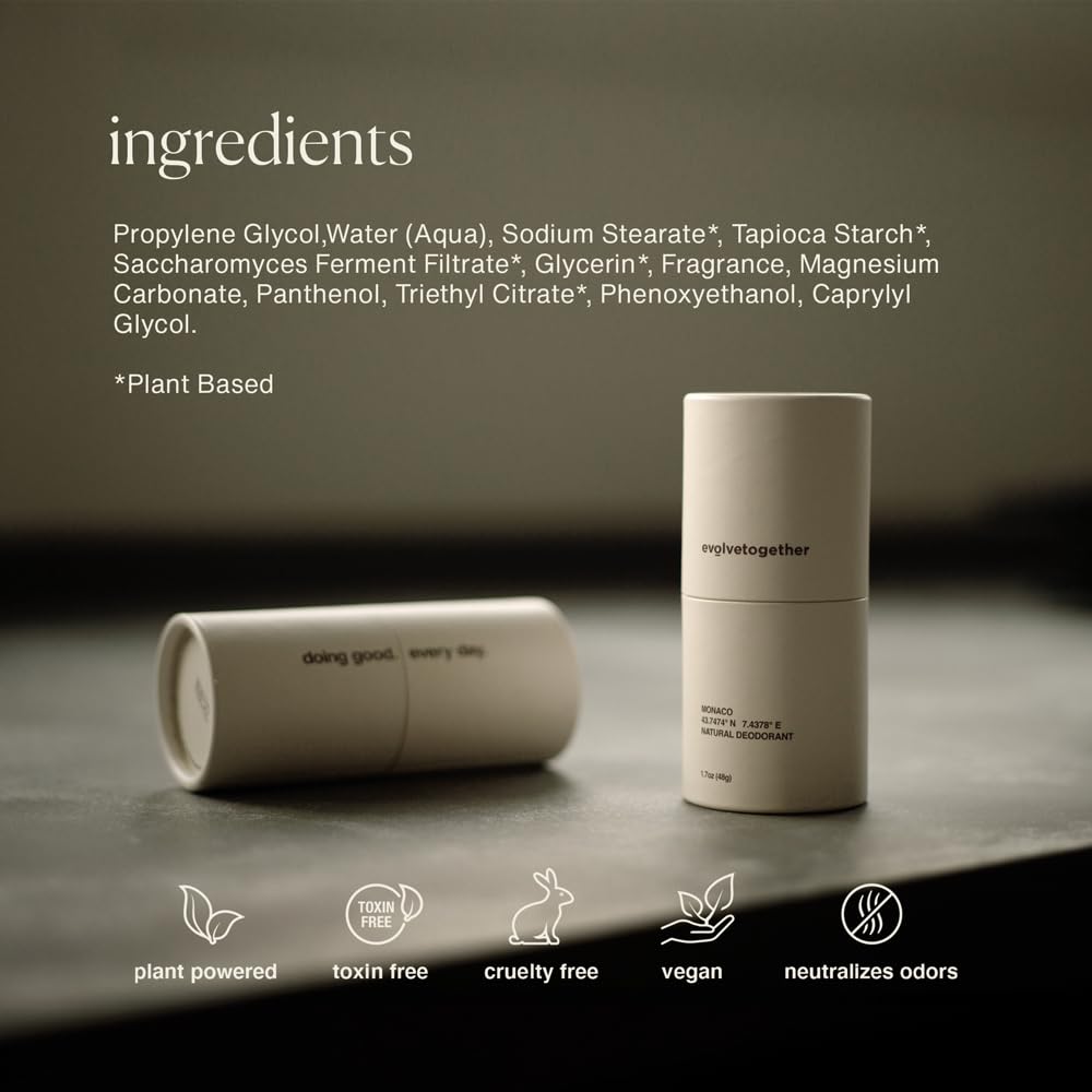 evolvetogether Aluminum-Free Natural Deodorant for Women & Men – Lemon, Sage & Patchouli | Vegan, Cruelty-Free, Baking Soda Free | Made in USA (1.69 oz)