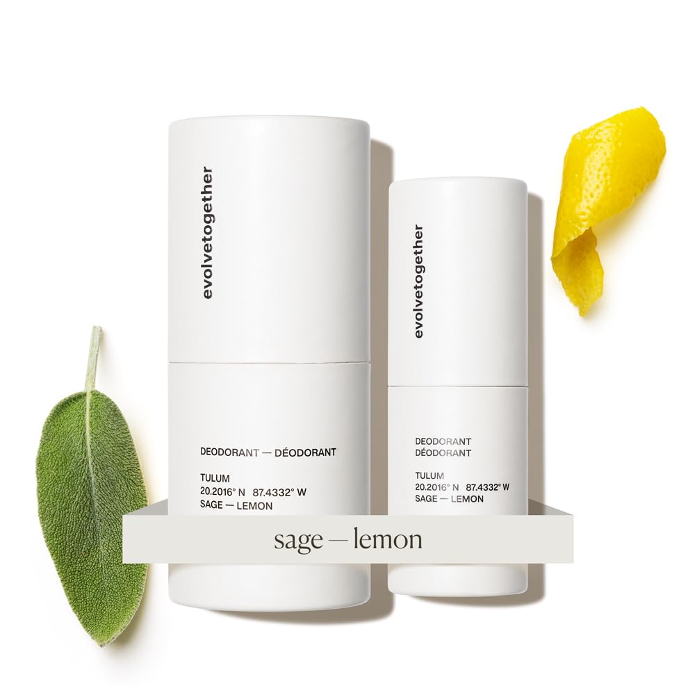 evolvetogether Aluminum Free Natural Deodorant Duo – Lemon, Sage & Patchouli | Vegan, Cruelty-Free | Made in USA