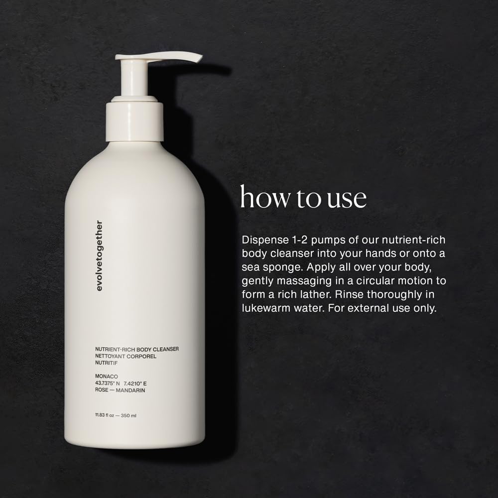 Evolvetogether Monaco Nutrient-Rich Body Cleanser – Mandarin, Oud & Patchouli | Cream-to-Oil Hydration | Vegan & Cruelty-Free | 11.8 fl oz