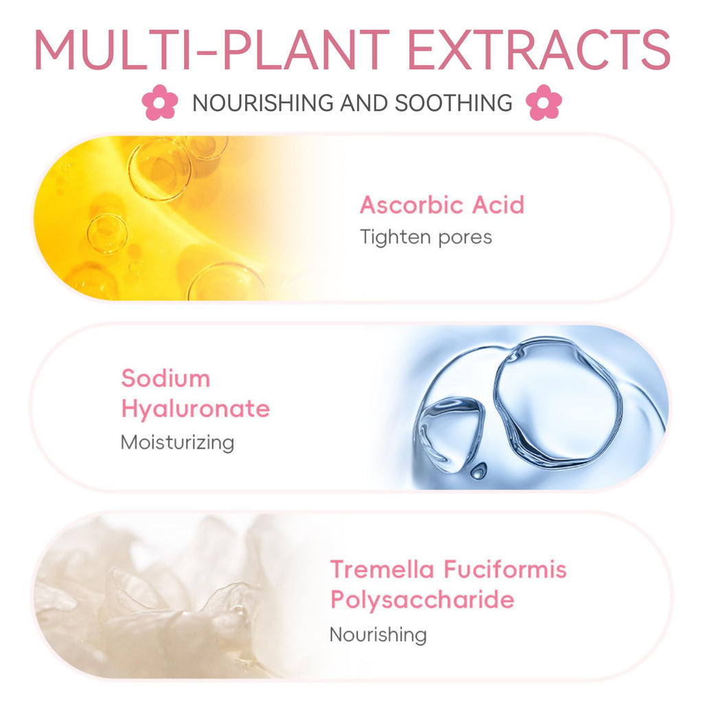 Evolvique Sakura Skincare Set for Teens – Hydrating Travel Kit (5-piece) with Cleanser, Serum, Cream, Bunny Headband & Cleansing Brush