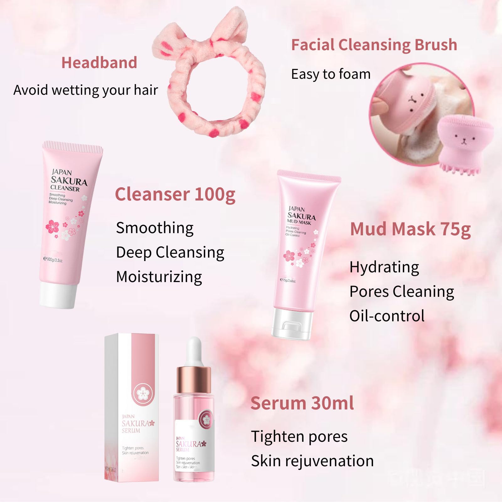 Evolvique Japan Sakura Skincare Set for Teens – 8-Piece Gift Kit