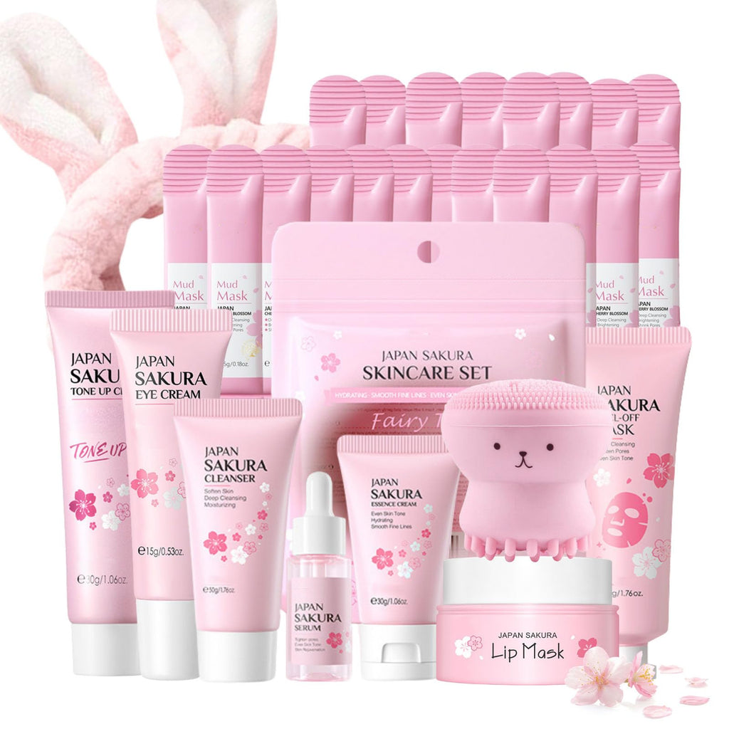 Evolvique Japan Sakura Skin Care Set for Teens – 8-Piece Gift Kit