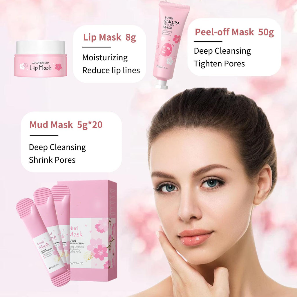 Evolvique Japan Sakura Skin Care Set for Teens – 8-Piece Gift Kit