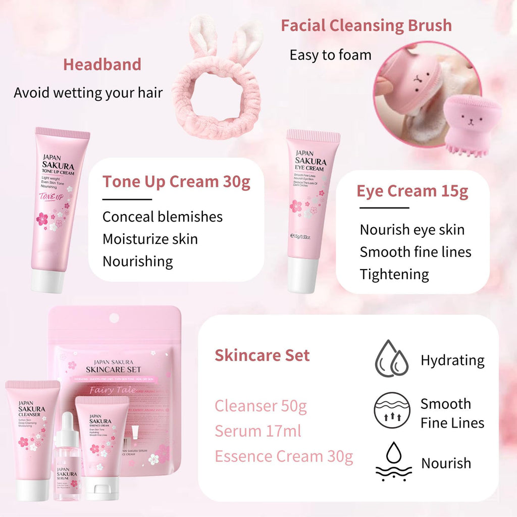 Evolvique Japan Sakura Skin Care Set for Teens – 8-Piece Gift Kit