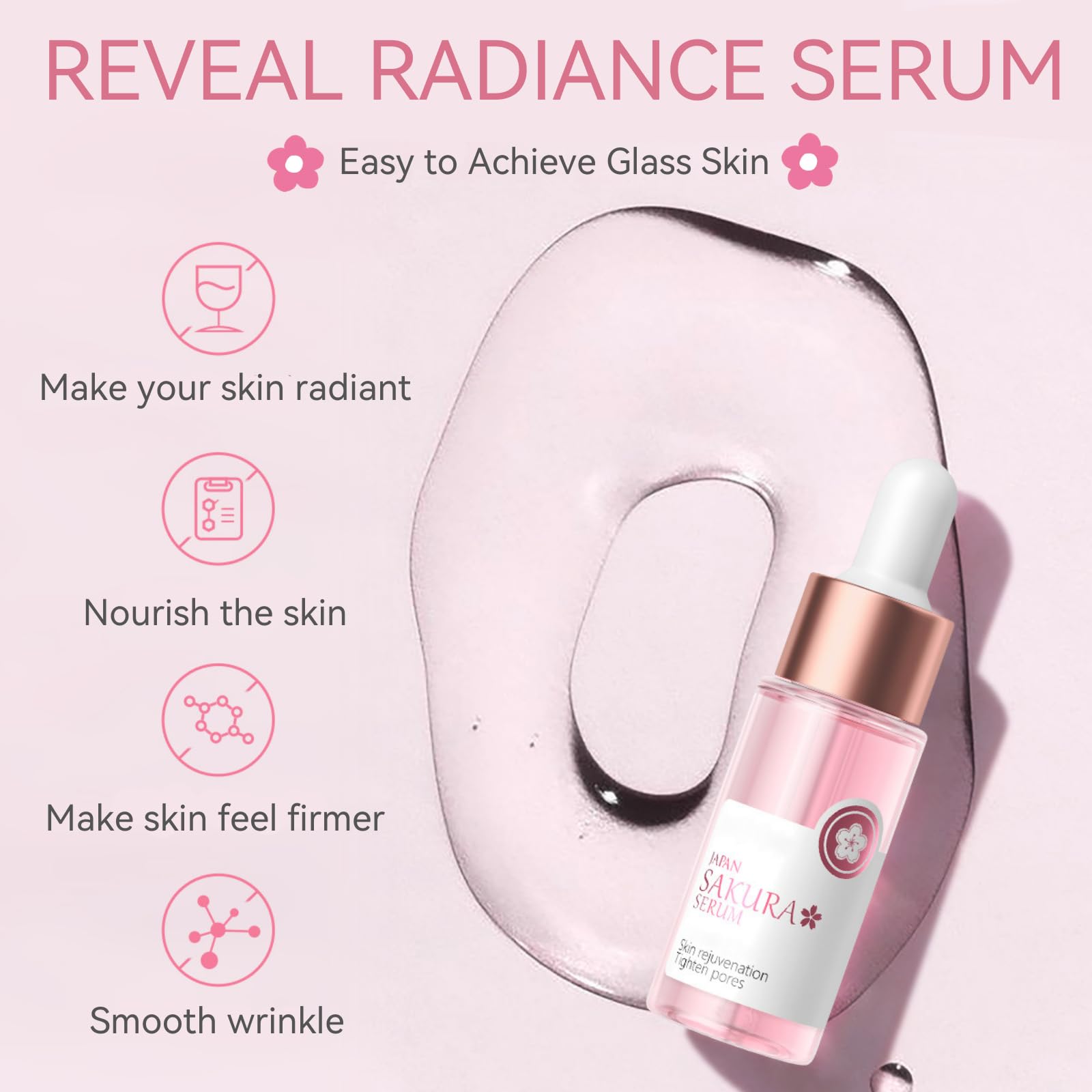 Evolvique Sakura Skincare Set for Teens – Hydrating Travel Kit (5-piece) with Cleanser, Serum, Cream, Bunny Headband & Cleansing Brush