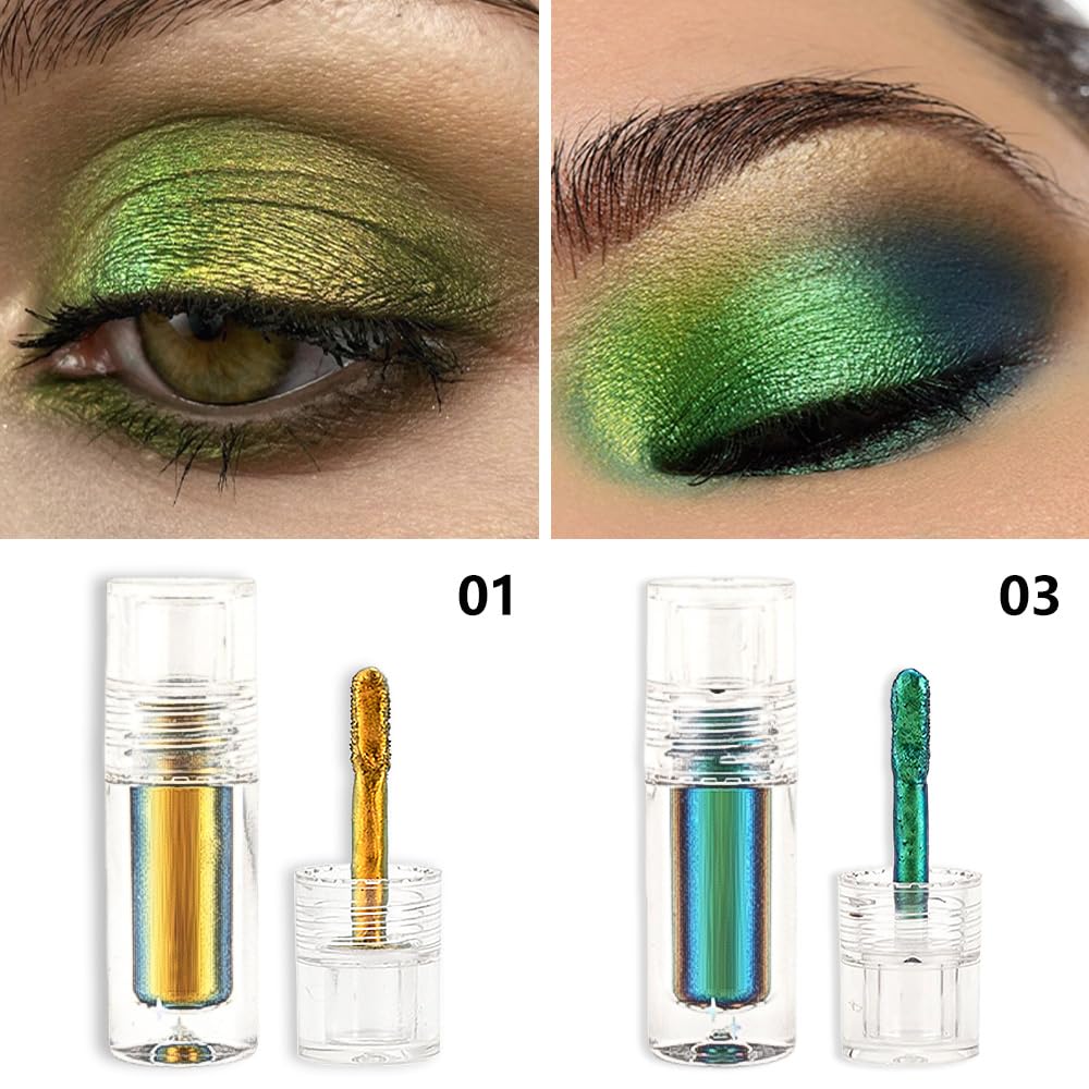 evpct 2-Piece Yellow Green Duochrome Liquid Eyeshadow | Multichrome Glitter Waterproof Long-Wear