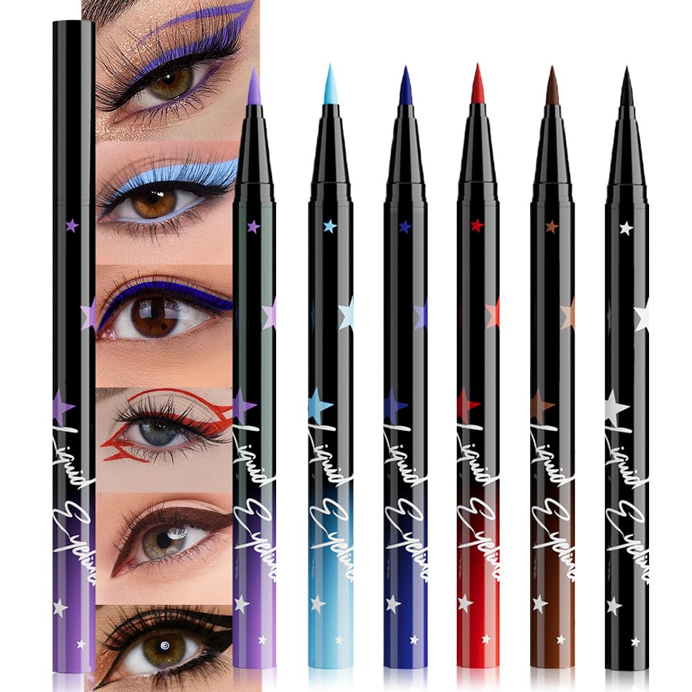 evpct 6Pcs Matte Liquid Eyeliner Set – Waterproof, Smudge-Proof, Quick-Dry, Longwear