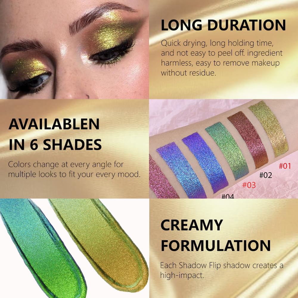 evpct 2-Piece Yellow Green Duochrome Liquid Eyeshadow | Multichrome Glitter Waterproof Long-Wear