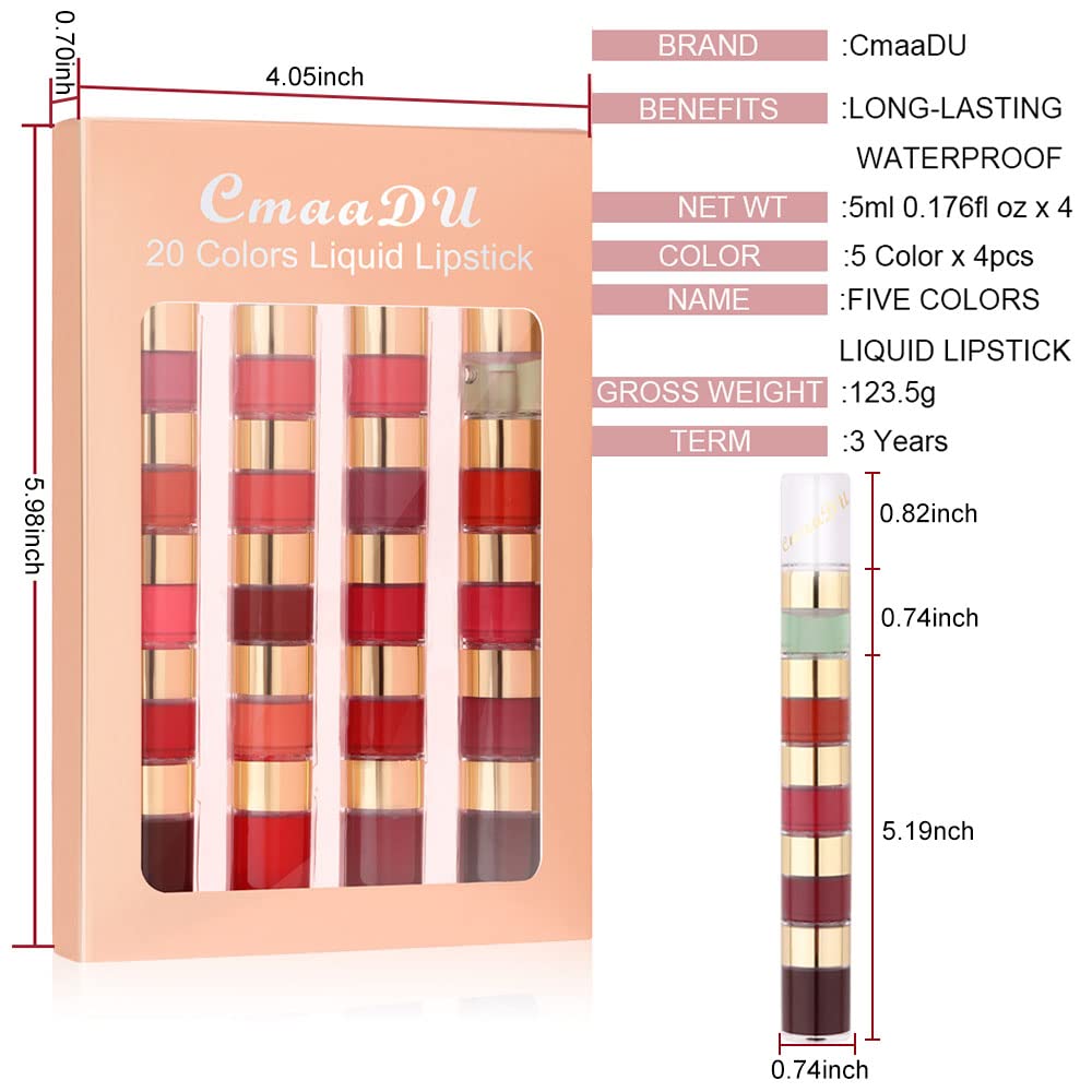 evpct 20 Colors Liquid Matte Lipstick Set – Long-Lasting, Waterproof Lip Colors