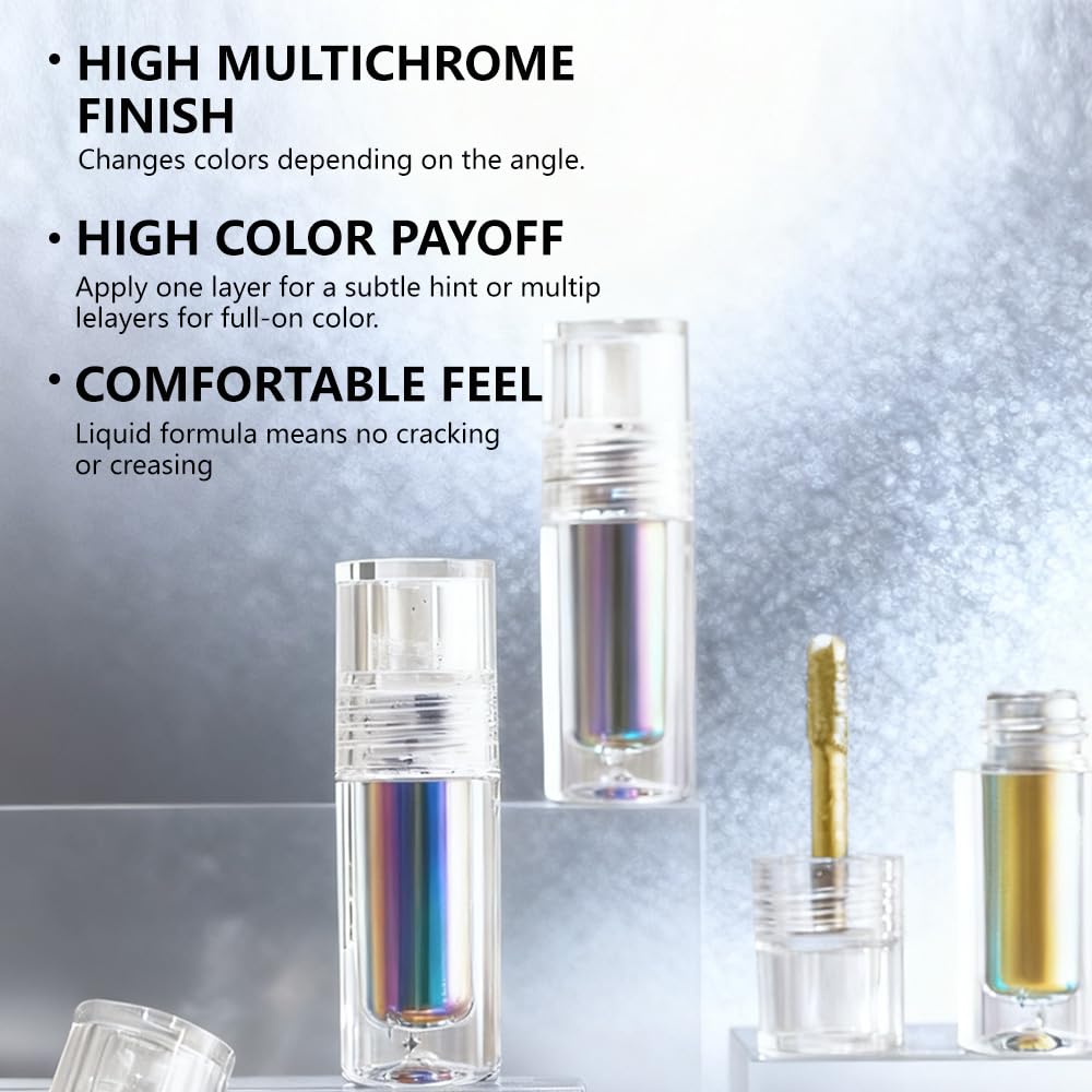 evpct 2-Piece Yellow Green Duochrome Liquid Eyeshadow | Multichrome Glitter Waterproof Long-Wear