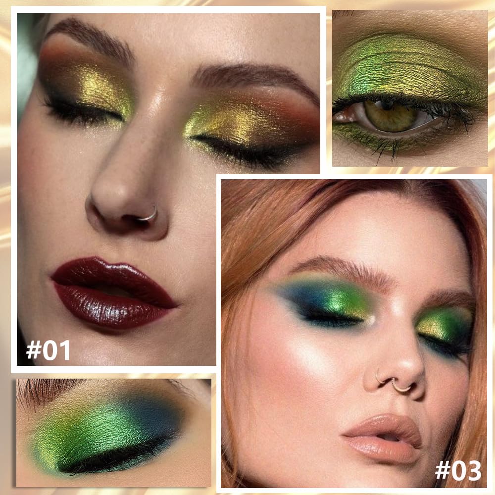 evpct 2-Piece Yellow Green Duochrome Liquid Eyeshadow | Multichrome Glitter Waterproof Long-Wear