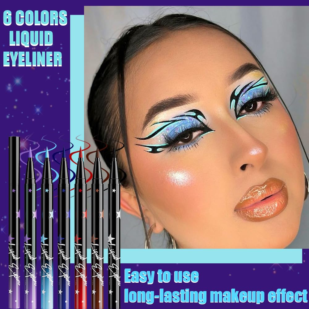 evpct 6Pcs Matte Liquid Eyeliner Set – Waterproof, Smudge-Proof, Quick-Dry, Longwear