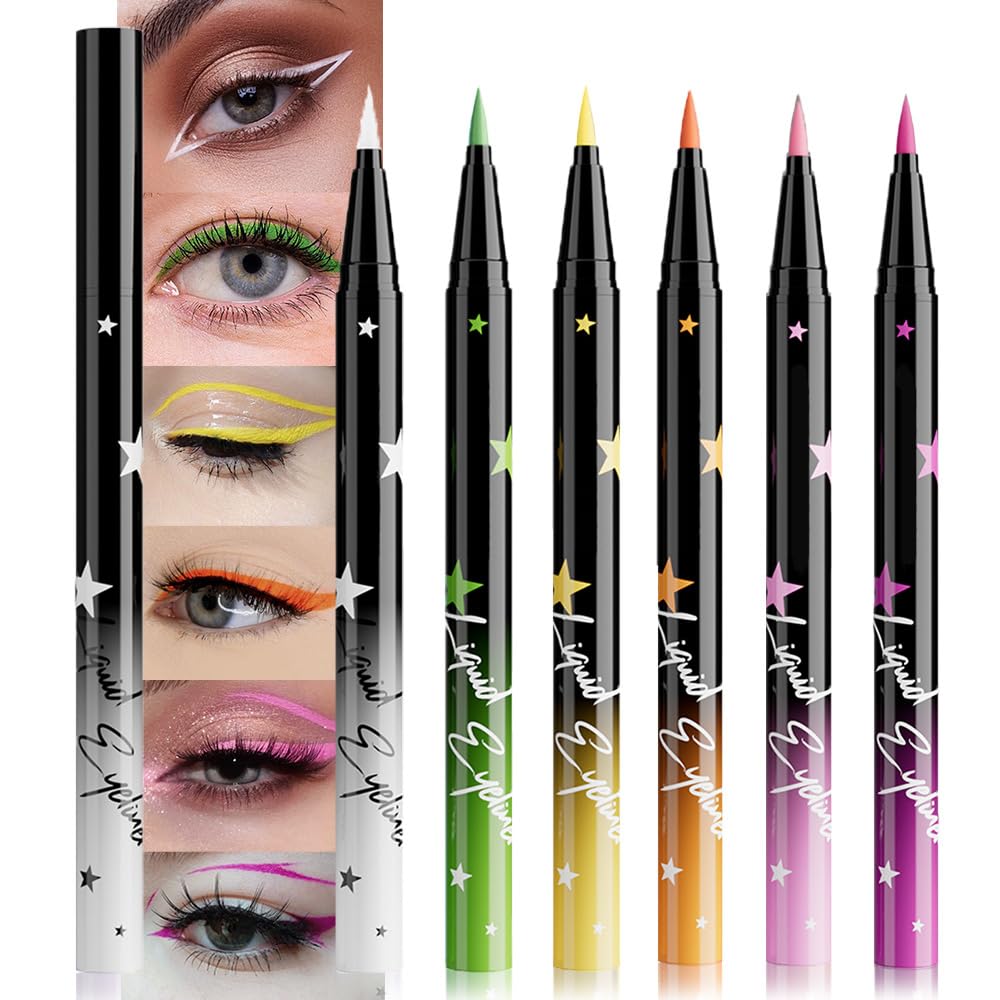 evpct 6Pcs Matte Liquid Eyeliner Set – Waterproof, Smudge-Proof, Quick-Dry, 6 Colors for Eyes, Face & Body