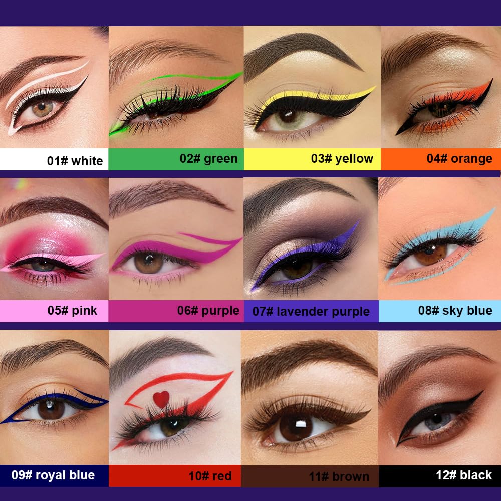 evpct 6Pcs Matte Liquid Eyeliner Set – Waterproof, Smudge-Proof, Quick-Dry, 6 Colors for Eyes, Face & Body