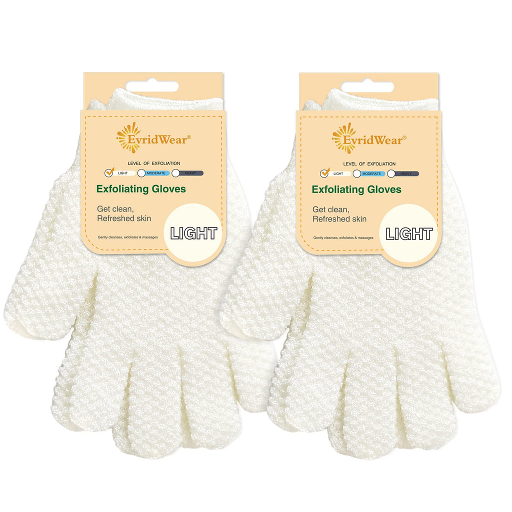 Evridwear Exfoliating Dual Texture Bath Gloves – 2 Pairs for Shower, Spa & Body Scrubs