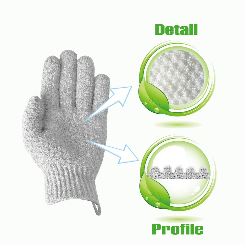 Evridwear Exfoliating Dual Texture Bath Gloves – 2 Pairs for Shower, Spa & Body Scrubs