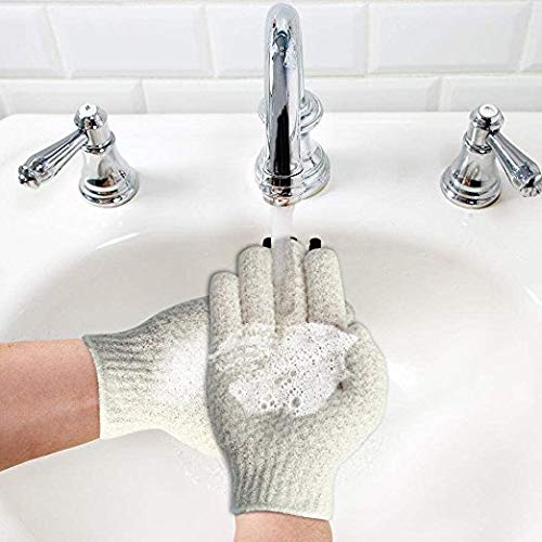 Evridwear Exfoliating Dual Texture Bath Gloves – 2 Pairs for Shower, Spa & Body Scrubs