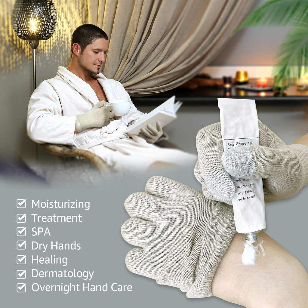 Evridwear Unisex Moisturizing Cotton Gloves with Touchscreen Tips - 6 Pairs, S/M, Beige