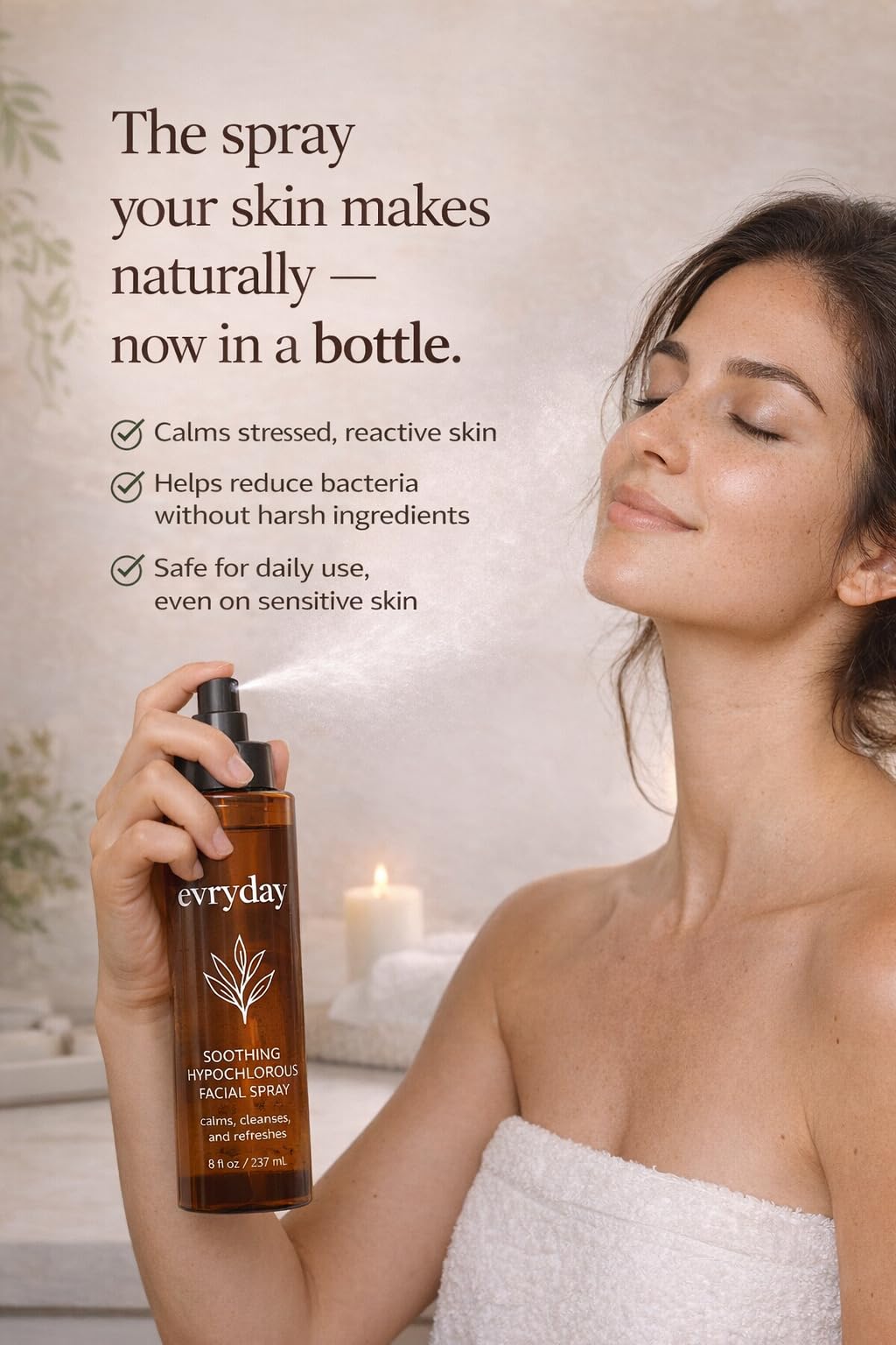 evryday Hypochlorous Acid Spray 8oz – Gentle Face & Body Mist for Sensitive Skin