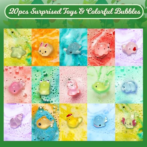 Excalla 20-Pack Kids Bath Bombs with Surprise Toys — Glow-in-the-Dark Fun