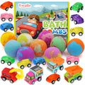 Excalla 9-Pack Kids Bath Bombs with Pull-Back Cars – Colorful Bubbles & Fragrance